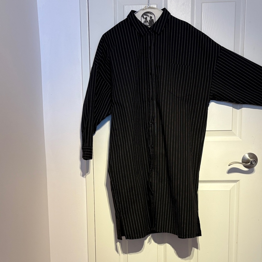 Sixteen Black Pinstripe Long Sleeve Top